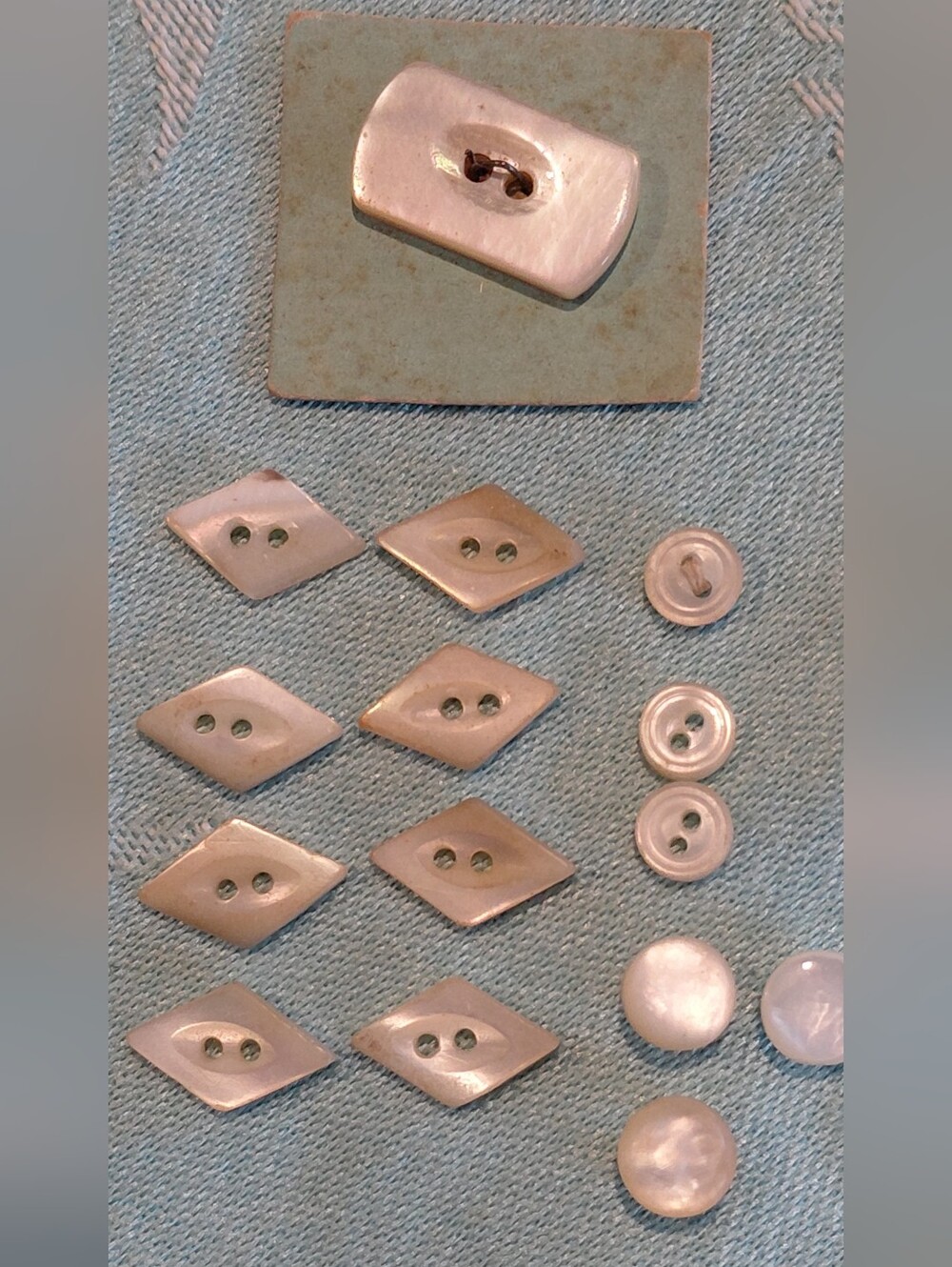 Vintage Very Tiny Iridescent Mother-of-Pearl Buttons Set